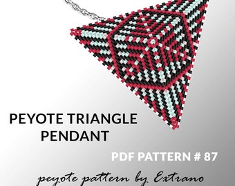 Peyote triangle pattern with instruction, peyote triangle instruction, triangle peyote pattern, native stitch, triangle peyote pendant #87