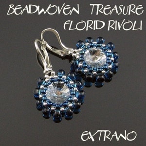 Rivoli earrings tutorial, round earrings pattern, rivoli pattern, flower earrings, round earrings, beaded setting for rivoli - FLORID RIVOLI