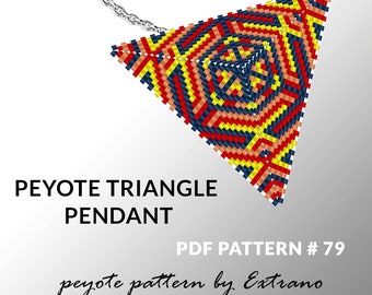 Peyote triangle pattern with instruction, peyote triangle instruction, triangle peyote pattern, native stitch, triangle peyote pendant #79