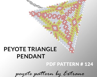 Triangle peyote pattern, peyote triangle pattern with instruction, peyote triangle how to, native stitch, red triangle peyote pendant #124