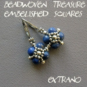 Beaded bead tutorial, beaded bead earrings, beaded jewelry, spherical earrings pattern, earrings pattern, earrings - EMBELLISHED SQUARES