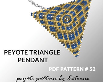 Peyote triangle pattern with instruction, peyote triangle instruction, triangle peyote pattern, native stitch, triangle peyote pendant #52