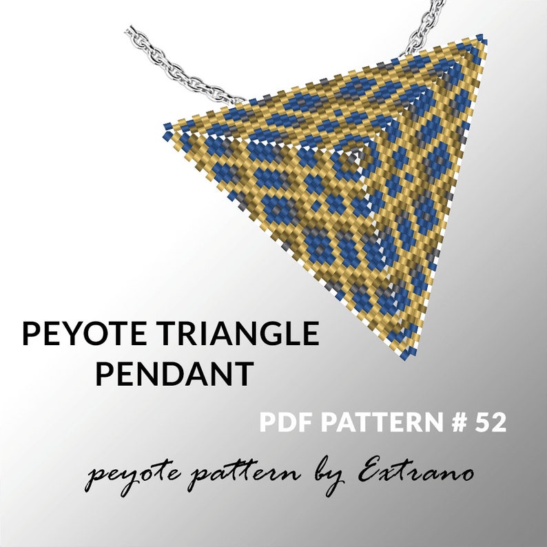 Peyote triangle pattern with instruction, peyote triangle instruction, triangle peyote pattern, native stitch, triangle peyote pendant 52 image 1