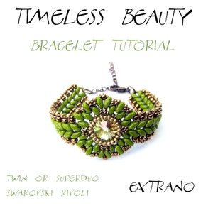 Bracelet tutorial, bracelet pattern, Superduo bracelet, superduo tutorial, DIY jewelry, wide cuff pattern, beading tutorial, TIMELESS BEAUTY