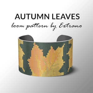 Bead Loom Pattern, Loom Tutorial, Beading Pattern, Loom Beading Pattern, Bracelet Tutorial, Bracelet Pattern, Loom Pattern - AUTUMN LEAVES