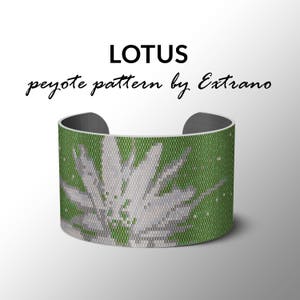 Peyote pattern bracelet, wide cuff pattern, even peyote stitch, peyote pattern, DIY jewelry GREY LOTUS 4 colors, Instant download image 1