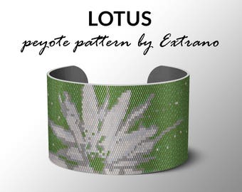 Peyote pattern bracelet, wide cuff pattern, even peyote stitch, peyote pattern, DIY jewelry - GREY LOTUS - 4 colors, Instant download