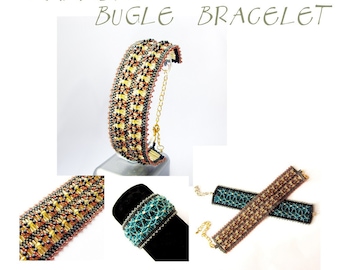 Tutorial de pulsera, patrón de pulsera, pulsera de corneta, tutorial de corneta, joyería DIY, patrón de puño ancho, tutorial de cuentas, DHANBAD