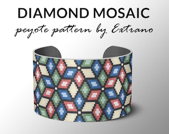 Patrón Telar de Cuentas, Tutorial Telar, Patrón de Cuentas, Patrón Telar de Cuentas, Tutorial Pulsera, Patrón Pulsera, Patrón Telar - MOSAICO DE DIAMANTE