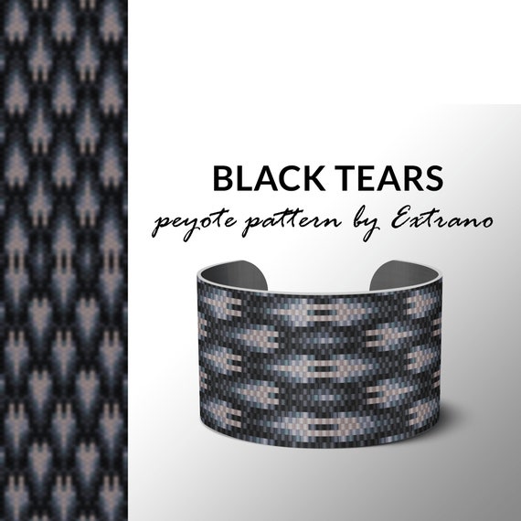 Peyote bracelet design, odd count peyote, stitch pattern, pdf pattern, bracelet peyote, peyote pattern, native american jewelry BLACK TEARS