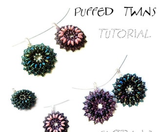 TUTORIAL - pendant, Swarovski rivoli - PUFFED TWINS - instant download