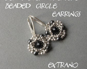 Round earrings tutorial, beaded earrings tutorial, seed beads earrings, beaded medallion, earrings pattern, flower earrings -BEADED CIRCLE