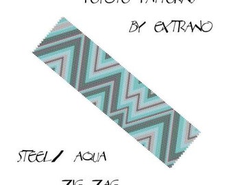Peyote pattern, bracelet pattern, peyote bracelet, even peyote stitch pattern, delica pattern, 7 colors - AQUA ZIG ZAC
