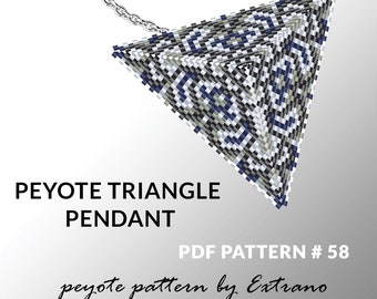 Peyote triangle pattern with instruction, peyote triangle instruction, triangle peyote pattern, native stitch, triangle peyote pendant #58