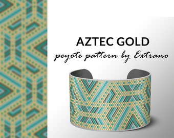Beading pattern, pattern for bracelet, peyote pattern, peyote bracelet, bracelet pattern, peyote native, uneven peyote - AZTEC GOLD pattern