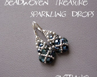 Long earrings tutorial, long earrings tutorial, beaded earrings tutorial, earrings pattern, dangle earrings tutorial - SPARKLING DROPS