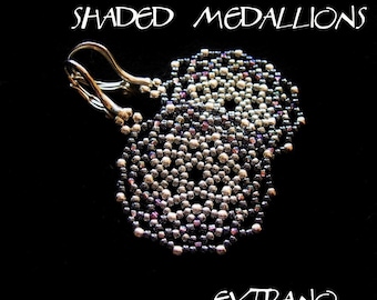 Handledning för runda örhängen, handledning för pärlörhängen, örhängen med seed beads, pärlmedaljong, örhängesmönster, spetsörhängen, SKUGGIGA MEDALJONER