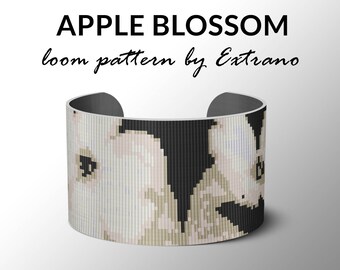 Bead Loom Pattern, Loom Tutorial, Beading Pattern, Loom Beading Pattern, Bracelet Tutorial, Bracelet Pattern, Loom Pattern - APPLE BLOSSOM
