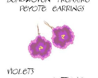 Beadwoven Treasure - Peyote Earrings - VIOLETS - Pattern ONLY without detailed instructions