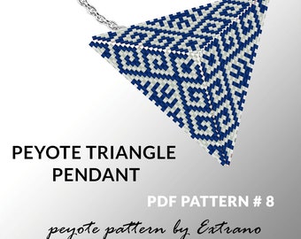 Peyote triangle pattern with instruction, peyote triangle instruction, triangle peyote pattern, native stitch, triangle peyote pendant #8