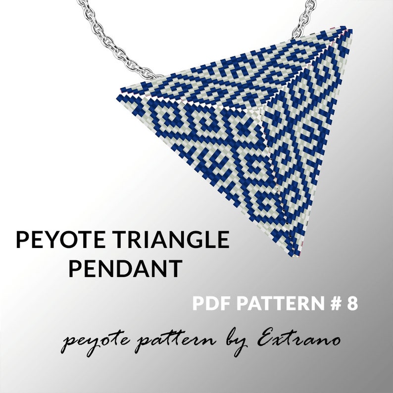 Peyote triangle pattern with instruction, peyote triangle instruction, triangle peyote pattern, native stitch, triangle peyote pendant 8 image 1