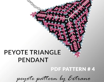 Peyote triangle pattern with instruction, peyote triangle instruction, triangle peyote pattern, native stitch, triangle peyote pendant #4
