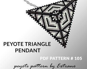 Peyote triangle pattern with instruction, peyote triangle instruction, triangle peyote pattern, native stitch, triangle peyote pendant #105