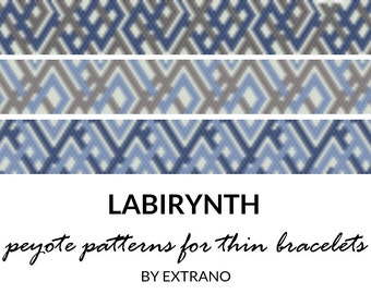 Peyote bracelet patterns, thin bracelet patterns, even peyote stitch, peyote pattern, native american bracelets patterns - THIN LABIRYNTHS