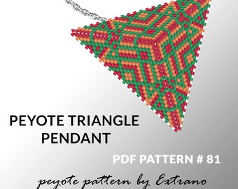 Peyote triangle pattern with instruction, peyote triangle instruction, triangle peyote pattern, native stitch, triangle peyote pendant #81