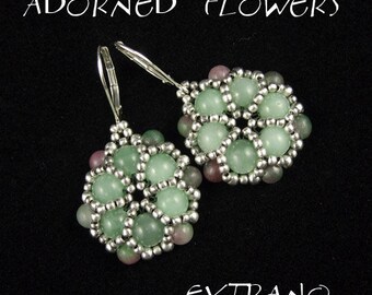 Round earrings tutorial, beaded earrings tutorial, seed beads earrings, beaded medallion, earrings pattern, flower earrings - ADORNED FLOWER