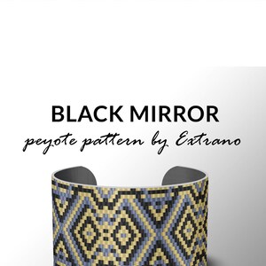 bracelet design, odd count peyote, pdf pattern, bracelet peyote, peyote pattern, native american jewelry, huichol bracelet BLACK MIRROR image 3