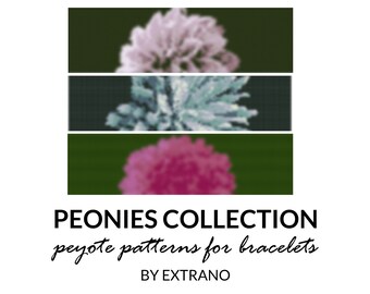 Peyote bracelet pattern, even peyote pattern, floral peyote pattern, native american, peyote pattern with flower, bracelet tutorial  PEONIES