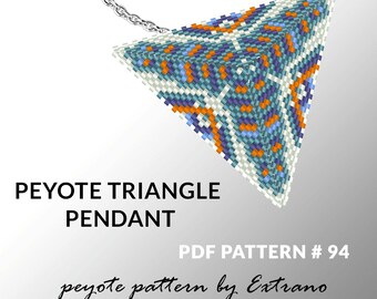 Peyote triangle pattern with instruction, native peyote pattern, native american pattern, native stitch, triangle peyote pendant #94
