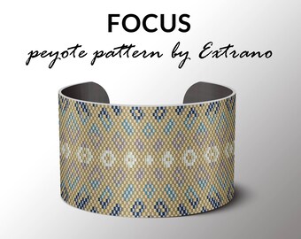 Padrão de pulseira peiote, padrão de punho largo, ponto peiote irregular, padrão peiote, joias DIY - FOCUS - apenas 5 cores - Download instantâneo