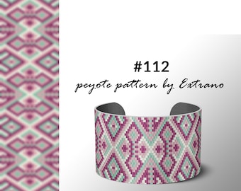 Peyote bracelet pattern, uneven peyote pattern, mosaic peyote pattern, peyote pattern, DIY jewelry #112 - 4 colors, Instant download