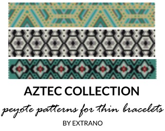 Peyote bracelet patterns, thin bracelet patterns, uneven peyote stitch, geometric peyote pattern, native american bracelets AZTEC pattern