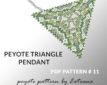 Peyote triangle pattern with instruction, peyote triangle instruction, triangle peyote pattern, native stitch, triangle peyote pendant #11