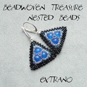 Peyote earrings tutorial, beaded earrings tutorial, seed beads earrings, frame for bead, earrings pattern, triangle earrings - NESTED BEADS