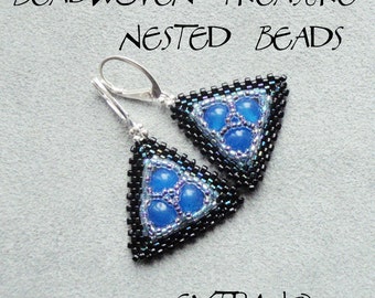 Peyote earrings tutorial, beaded earrings tutorial, seed beads earrings, frame for bead, earrings pattern, triangle earrings - NESTED BEADS