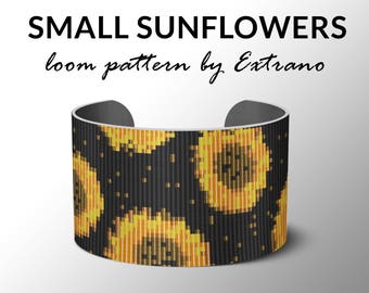 Bead Loom Pattern, Loom Tutorial, Beading Pattern, Loom Beading Pattern, Bracelet Tutorial, Bracelet Pattern, Loom Pattern, SMALL SUNFLOWERS