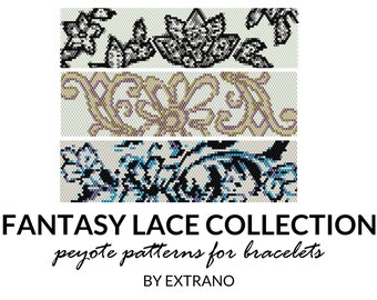 Patrones de pulsera de peyote, patrón de peyote uniforme, patrón de peyote abstracto, patrón de peyote nativo americano, tutorial pdf FANTASY LACE COLLECTION