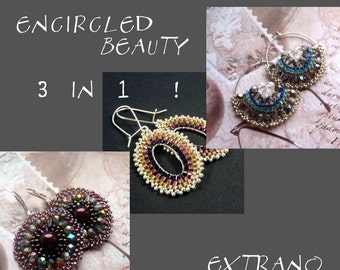 Brick stitch earrings tutorial, beaded earrings tutorial, seed beads earrings tutorial, earrings pattern, round earrings - ENCIRCLED BEAUTY