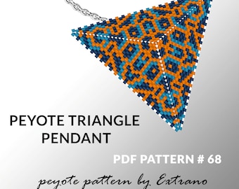 Peyote triangle pattern with instruction, peyote triangle instruction, triangle peyote pattern, native stitch, triangle peyote pendant #68