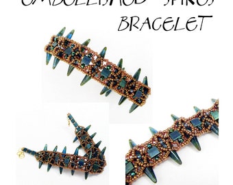 Bracelet tutorial, spike beads pattern, bracelet pattern, spike beads, choker tutorial, DIY jewelry, beading tutorial - EMBELLISHED SPIKES