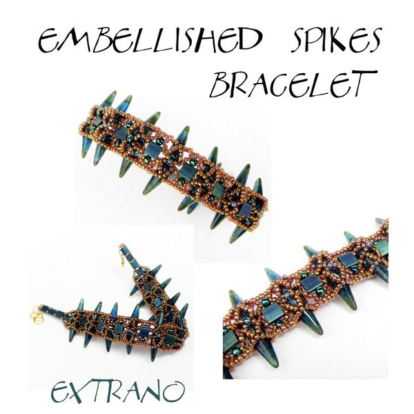 Bracelet tutorial, spike beads pattern, bracelet pattern, spike beads, choker tutorial, DIY jewelry, beading tutorial - EMBELLISHED SPIKES