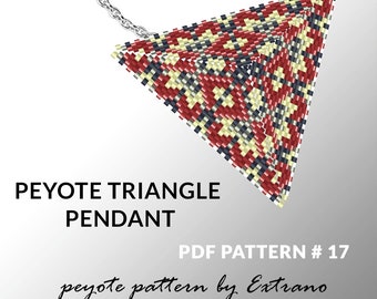 Peyote triangle pattern with instruction, peyote triangle instruction, triangle peyote pattern, native stitch, triangle peyote pendant #17