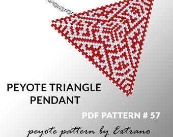 Peyote triangle pattern with instruction, peyote triangle instruction, triangle peyote pattern, native stitch, triangle peyote pendant #57