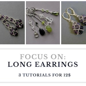 TUTORIAL Long EARRINGS or PENDANTS : Buy 3 tutorials for 12.00 usd instant download, set of earrings image 1