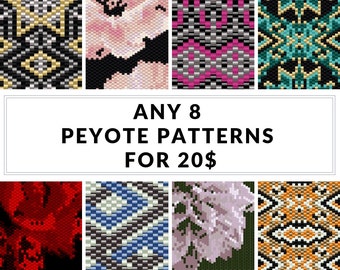 Peyote pattern, bracelet pattern, peyote bracelet, even peyote, uneven peyote, bulk discount - SAVE  - Pick Any 8 Patterns for 20.00 usd