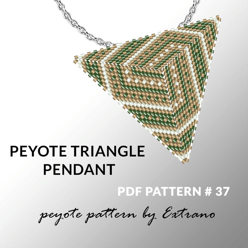 Peyote triangle pattern with instruction, peyote triangle instruction, triangle peyote pattern, native stitch, triangle peyote pendant 37 image 1